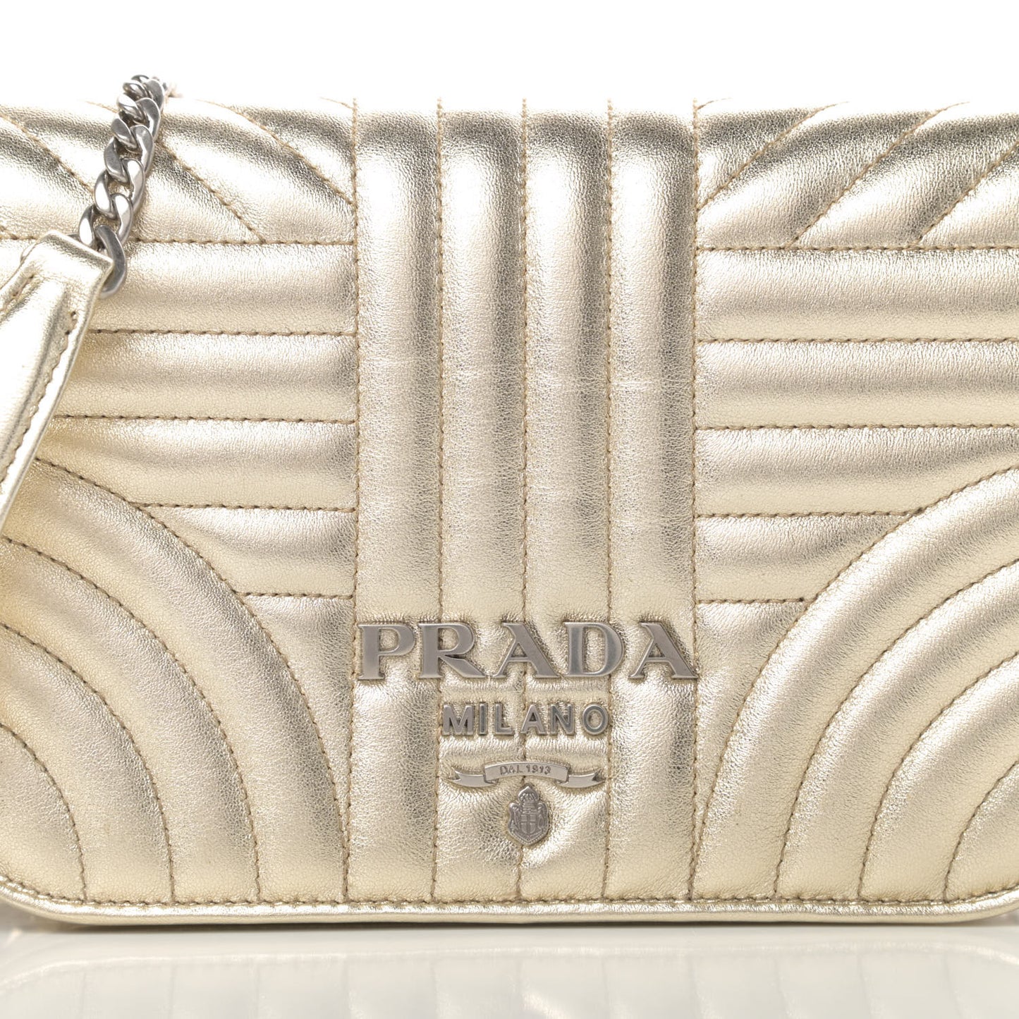 Metallic Nappa Impunture Small Diagramme Crossbody Bag Gold