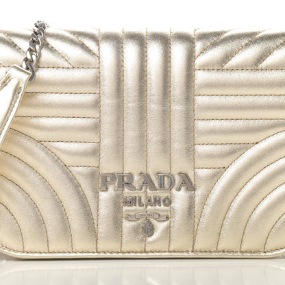 Prada Metallic Nappa Impunture Small Diagramme Crossbody Bag Gold 8 of 12