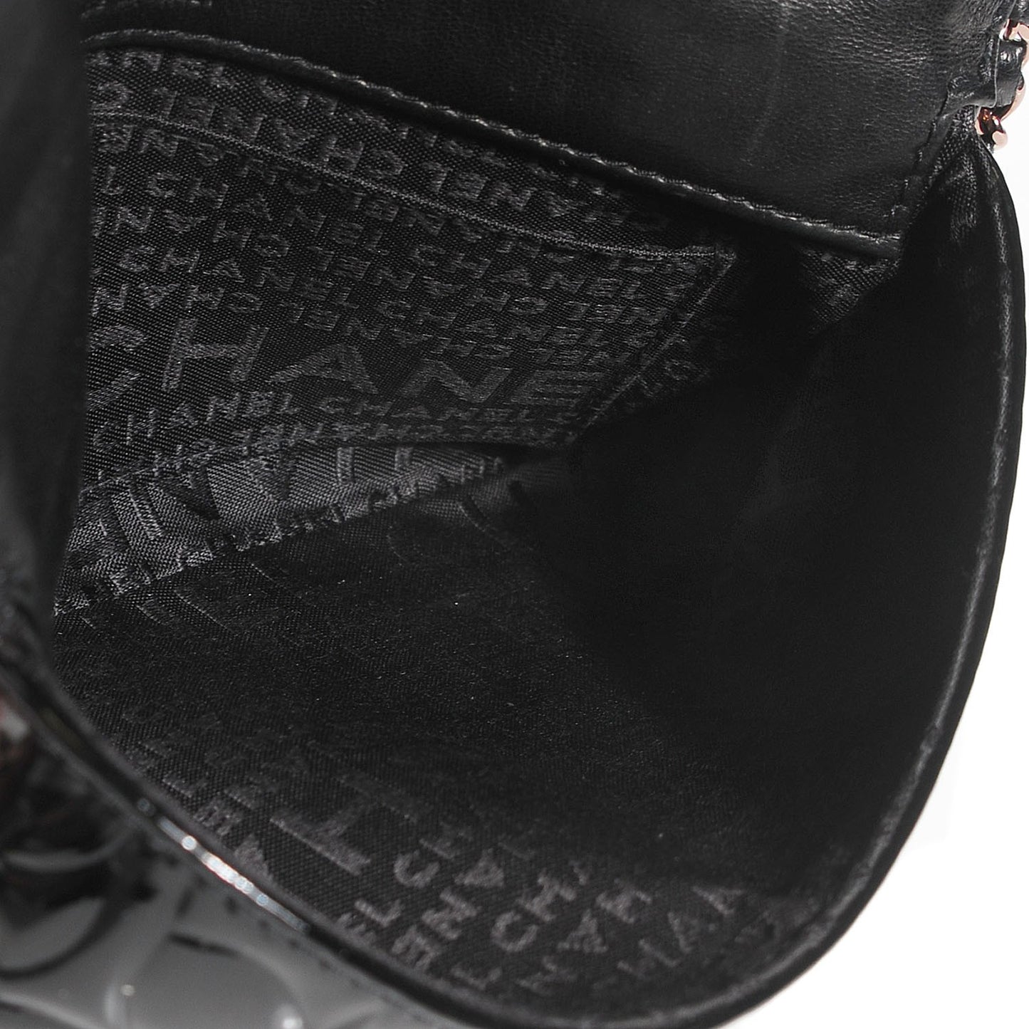 Patent Camellia Embossed Mini Rectangular Flap Black