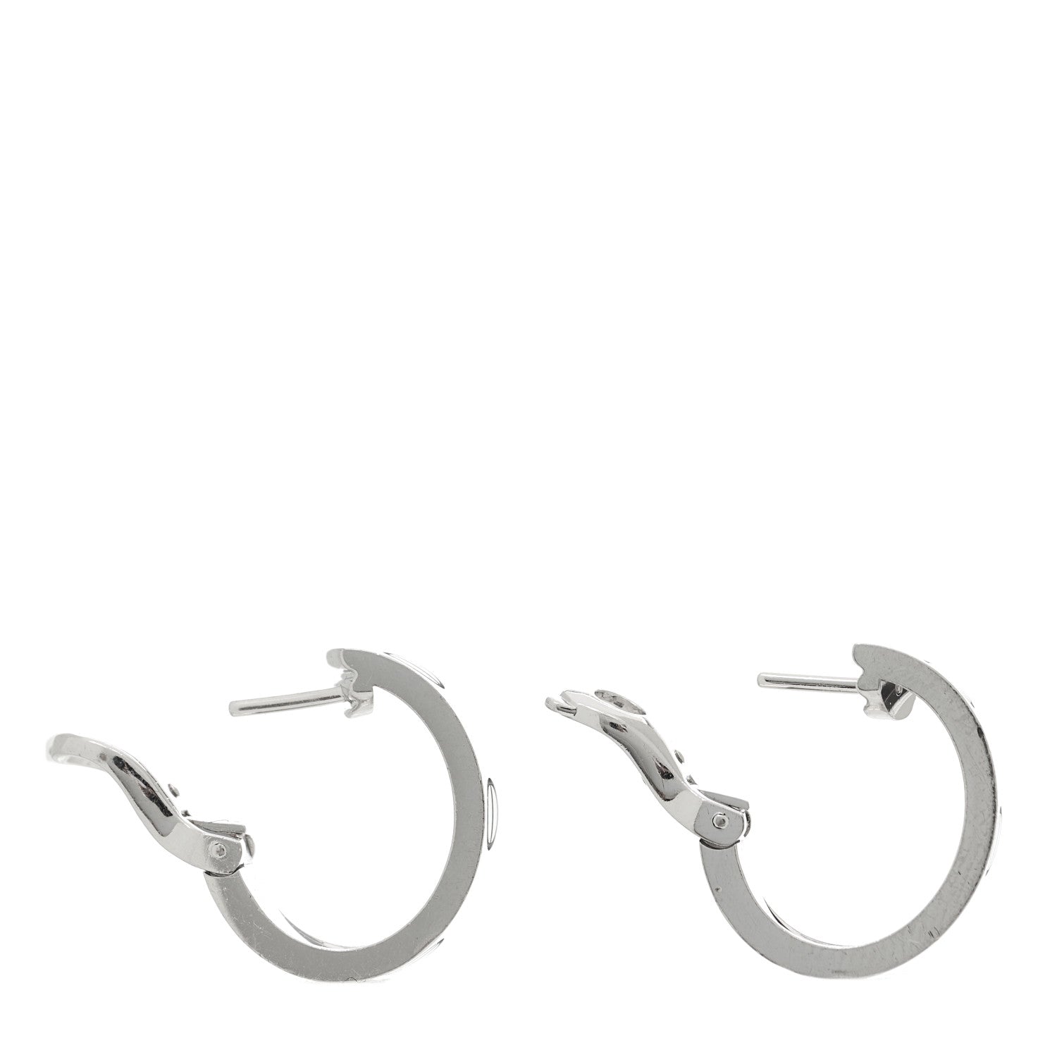 Cartier 18K White Gold 5.5mm LOVE French Clip Hoop Earrings 3 of 4