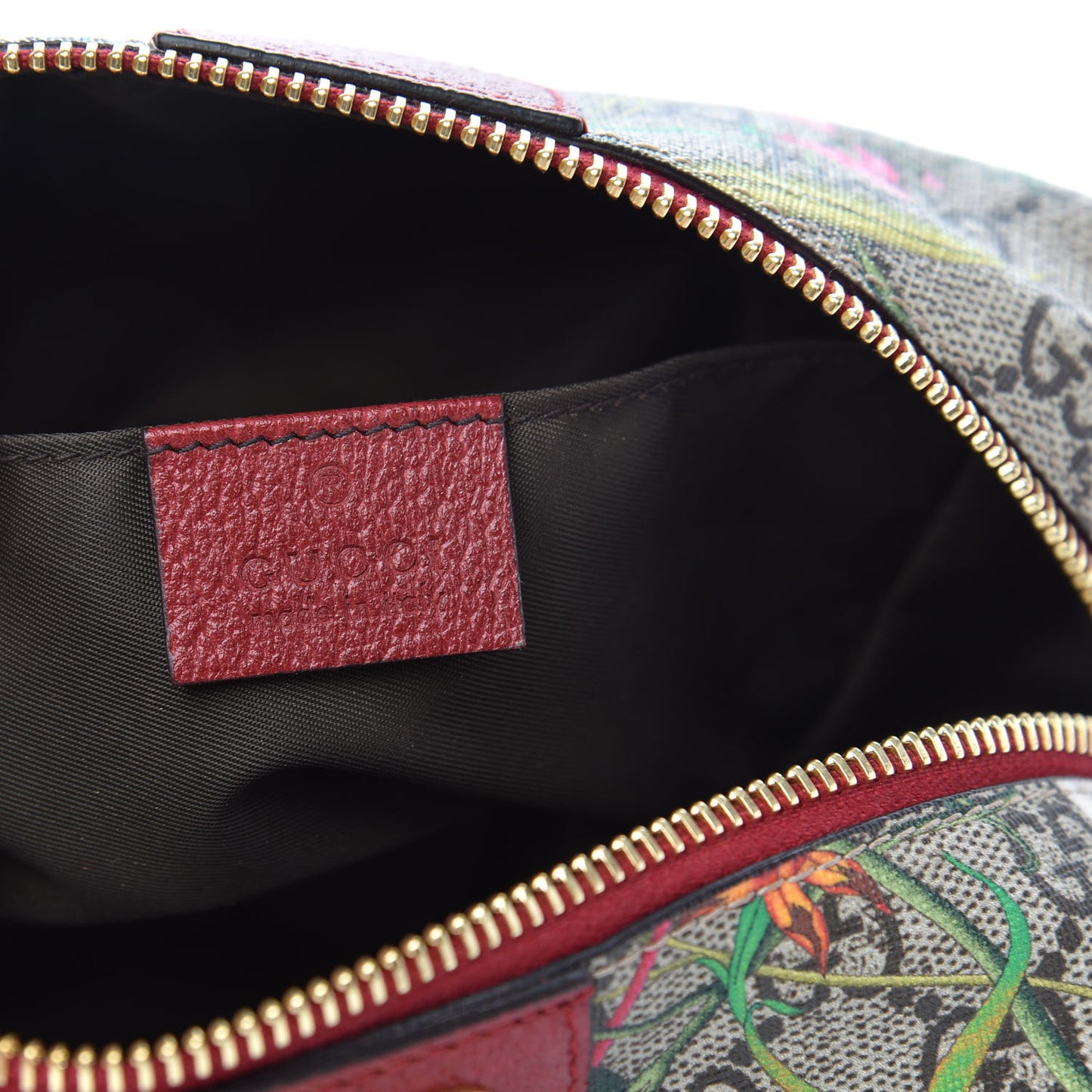 Soft GG Supreme Monogram Flora Calfskin Medium Ophidia Cosmetic Case Beige Ebony Multicolor Rosso
