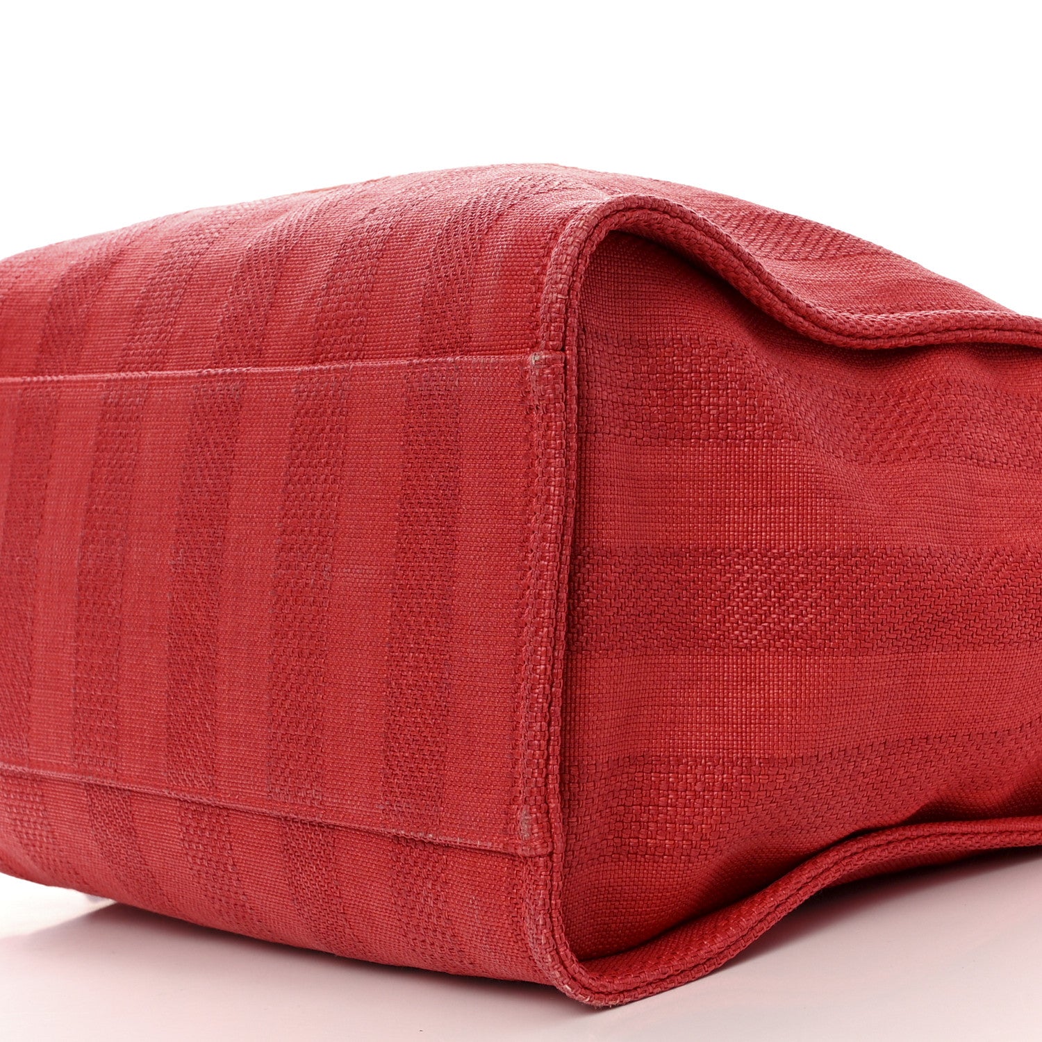 Chanel Straw Raffia Calfskin Striped Large Deauville Tote Red 10 of 10