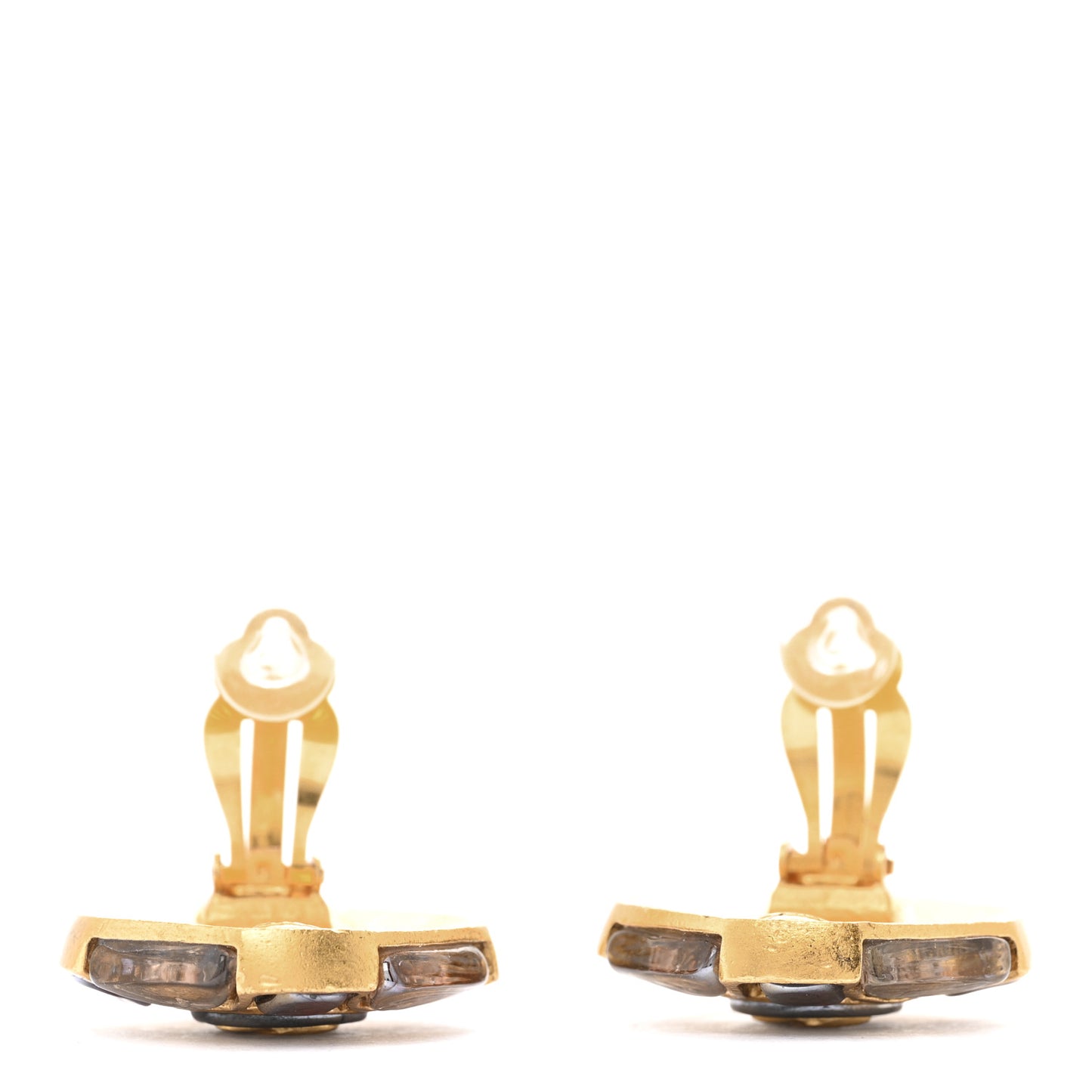 Gripoix Clip On Earrings Gold Red Black