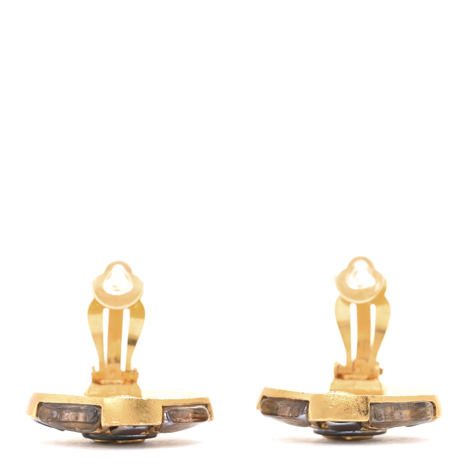 Chanel Gripoix Clip On Earrings Gold Red Black 3 of 7