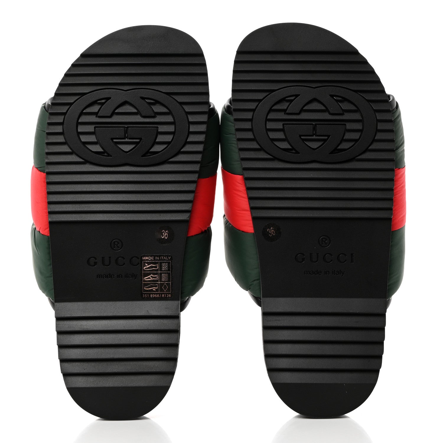 Gucci Nylon Web Womens Slide Sandals 36 Black Green Red 5 of 9
