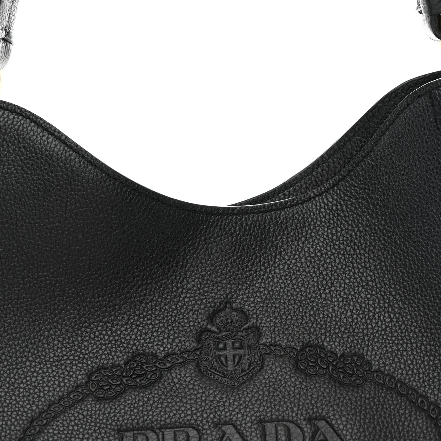 Vitello Phenix Embossed Logo Hobo Black