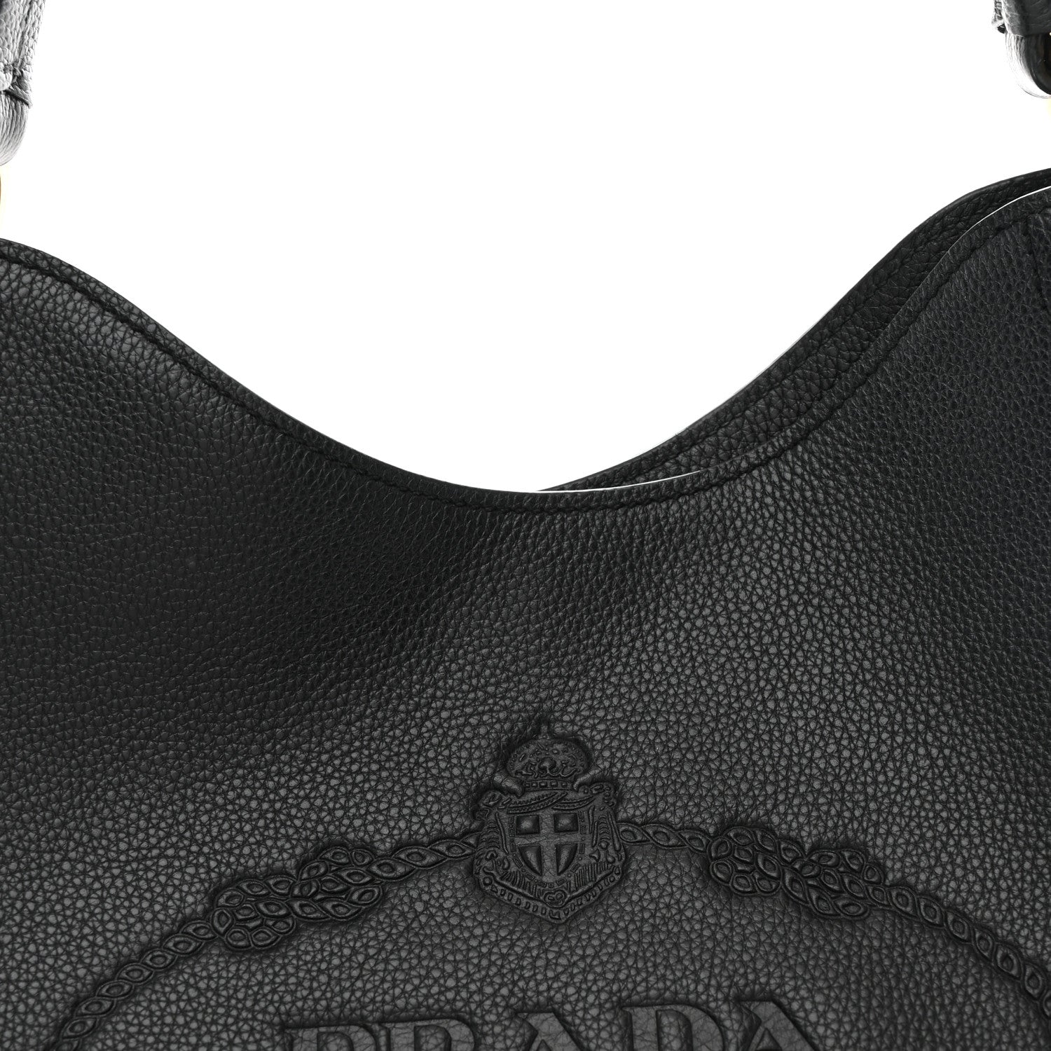 Prada Vitello Phenix Embossed Logo Hobo Black 8 of 10