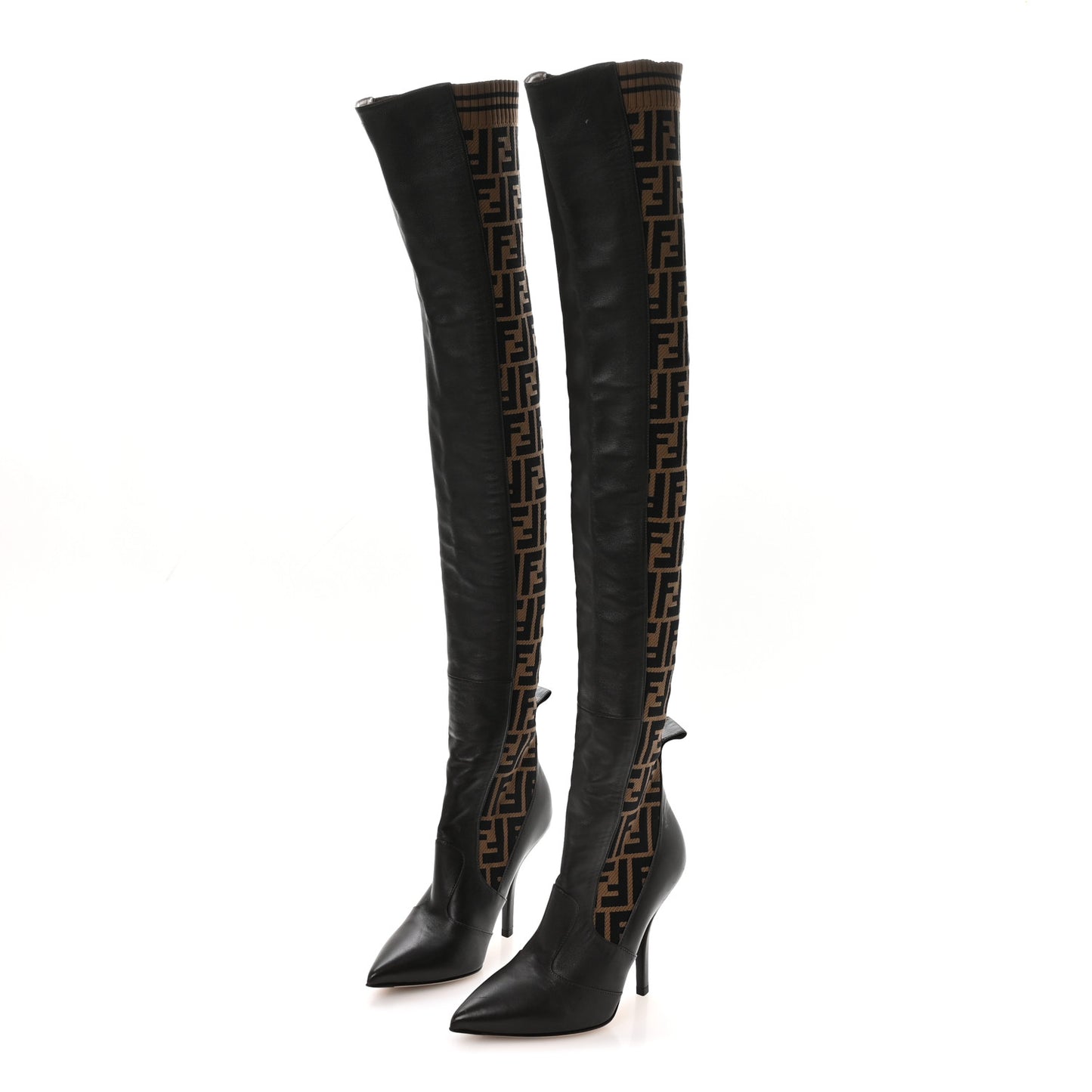 Nappa Microfiber Fabric FF Rockoko Thigh High Boots 38 Ebano Tobacco Black
