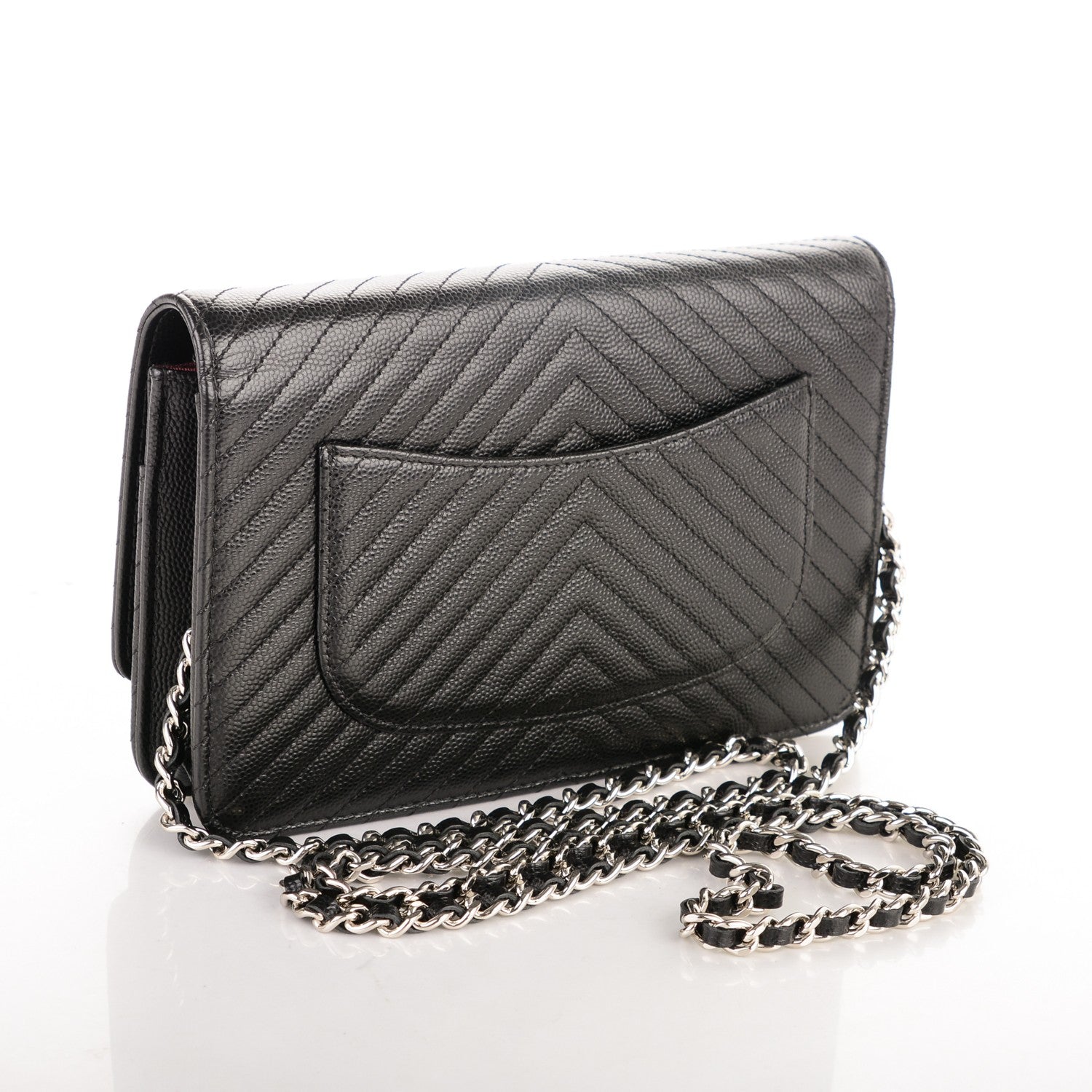 Chanel Caviar Chevron Wallet On Chain WOC Black 3 of 8