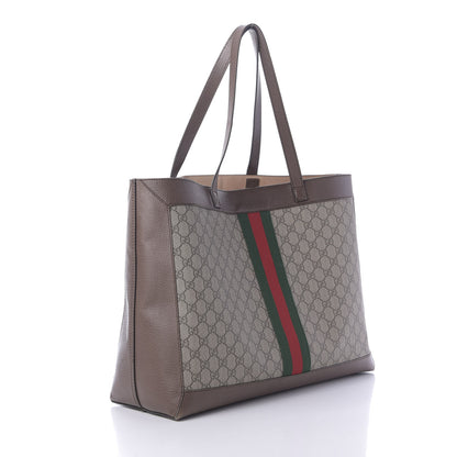 Gucci GG Supreme Monogram Web Large Ophidia Tote Brown 3 of 12