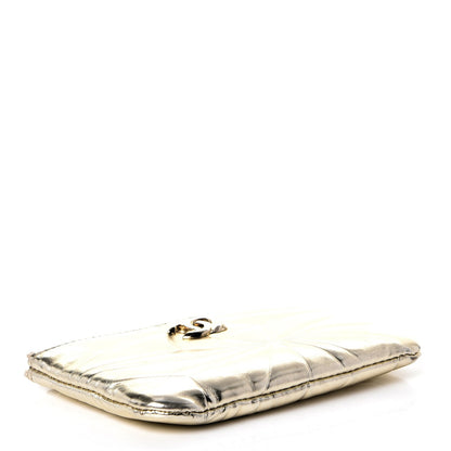 Chanel Metallic Lambskin Embossed Cosmetic Pouch Gold 4 of 8