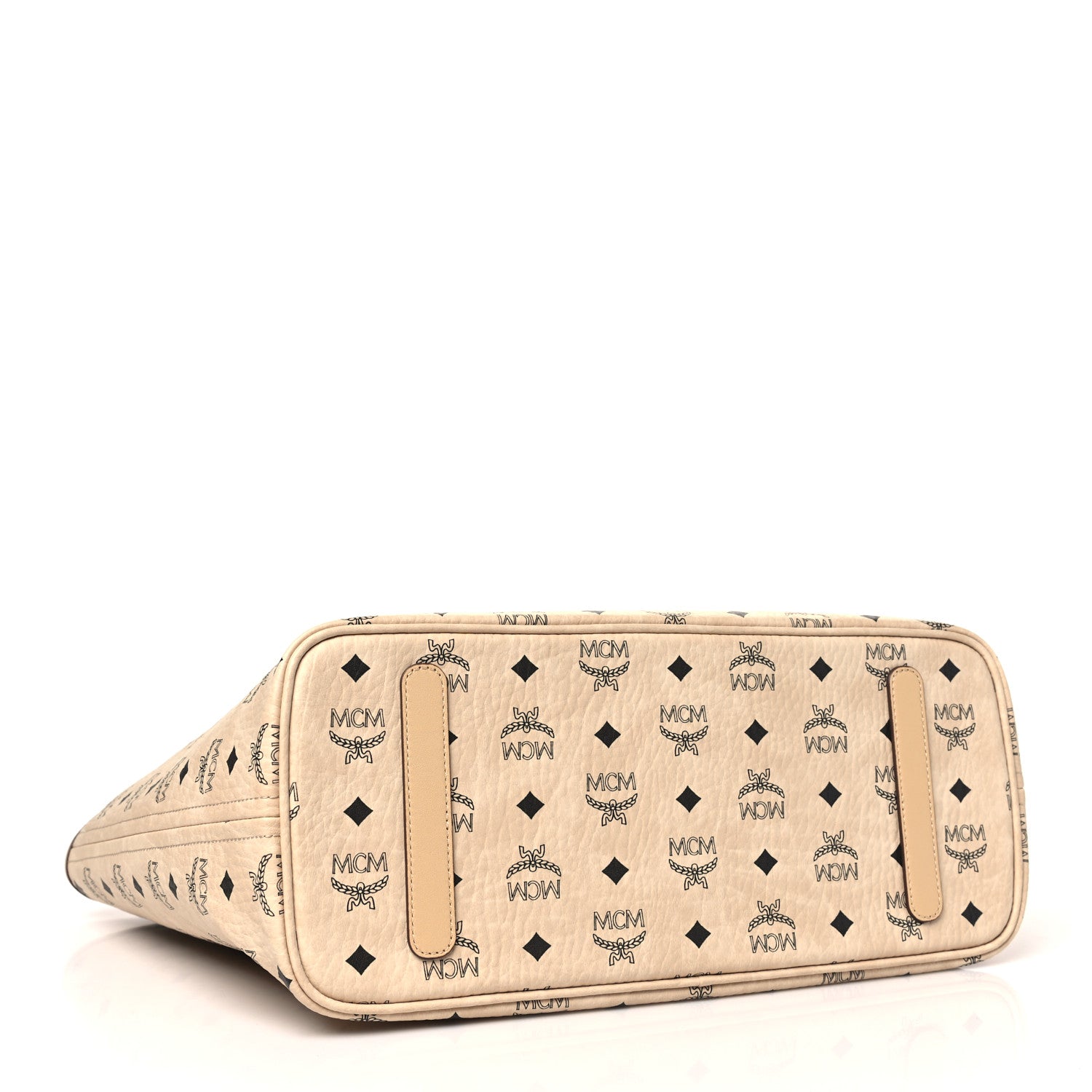 MCM Visetos Medium Anya Top Zip Shopper Tote Beige 5 of 13