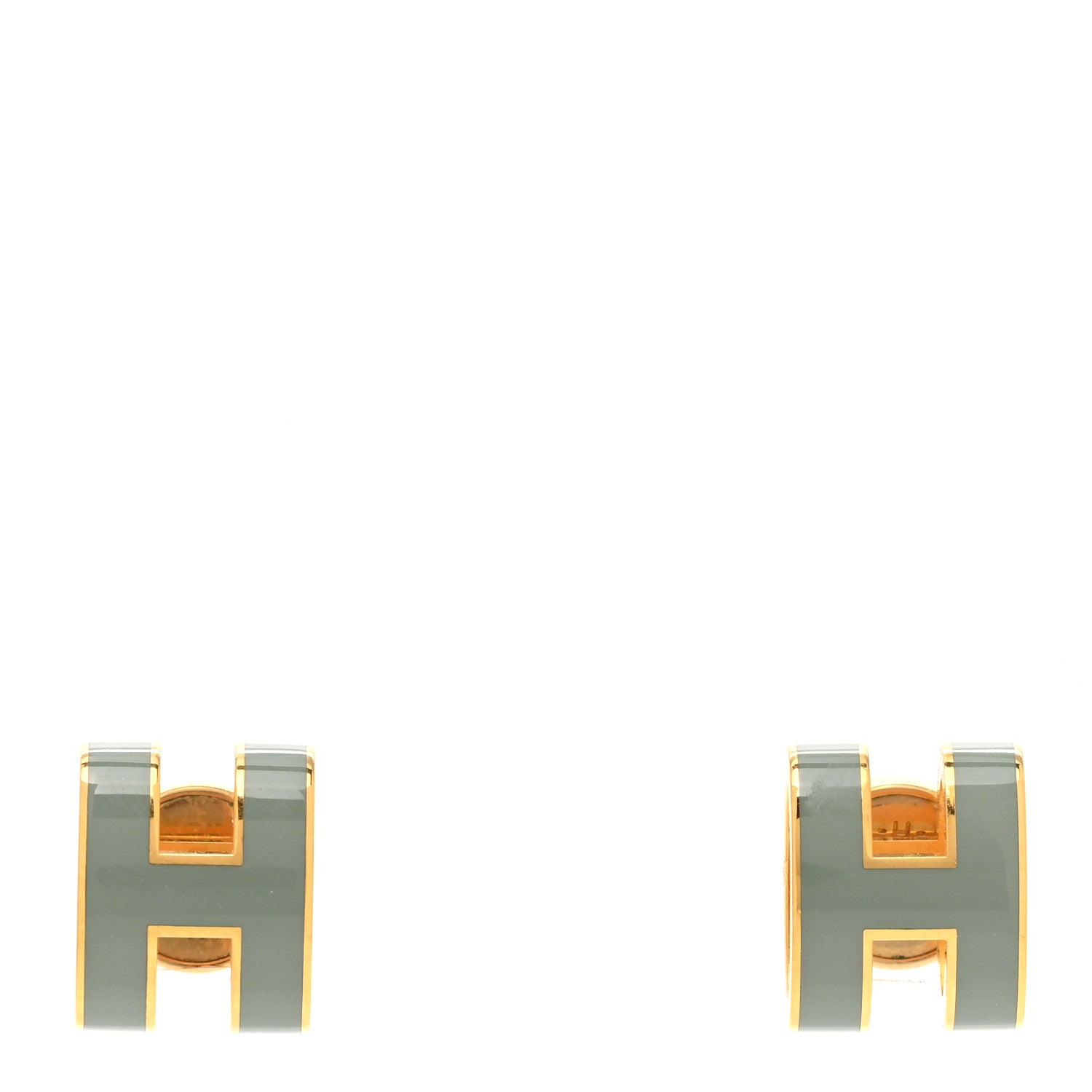 Hermes Gold Lacquered Mini Pop H Earrings Jade 1 of 4