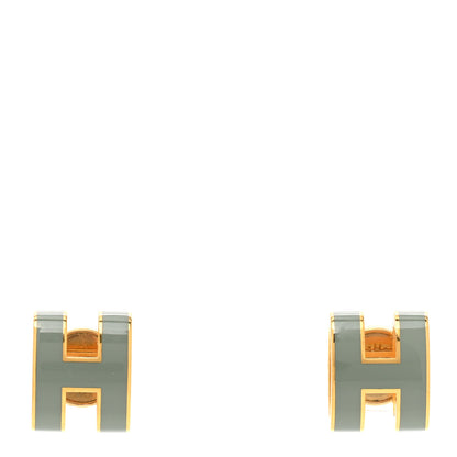 Hermes Gold Lacquered Mini Pop H Earrings Jade 1 of 4