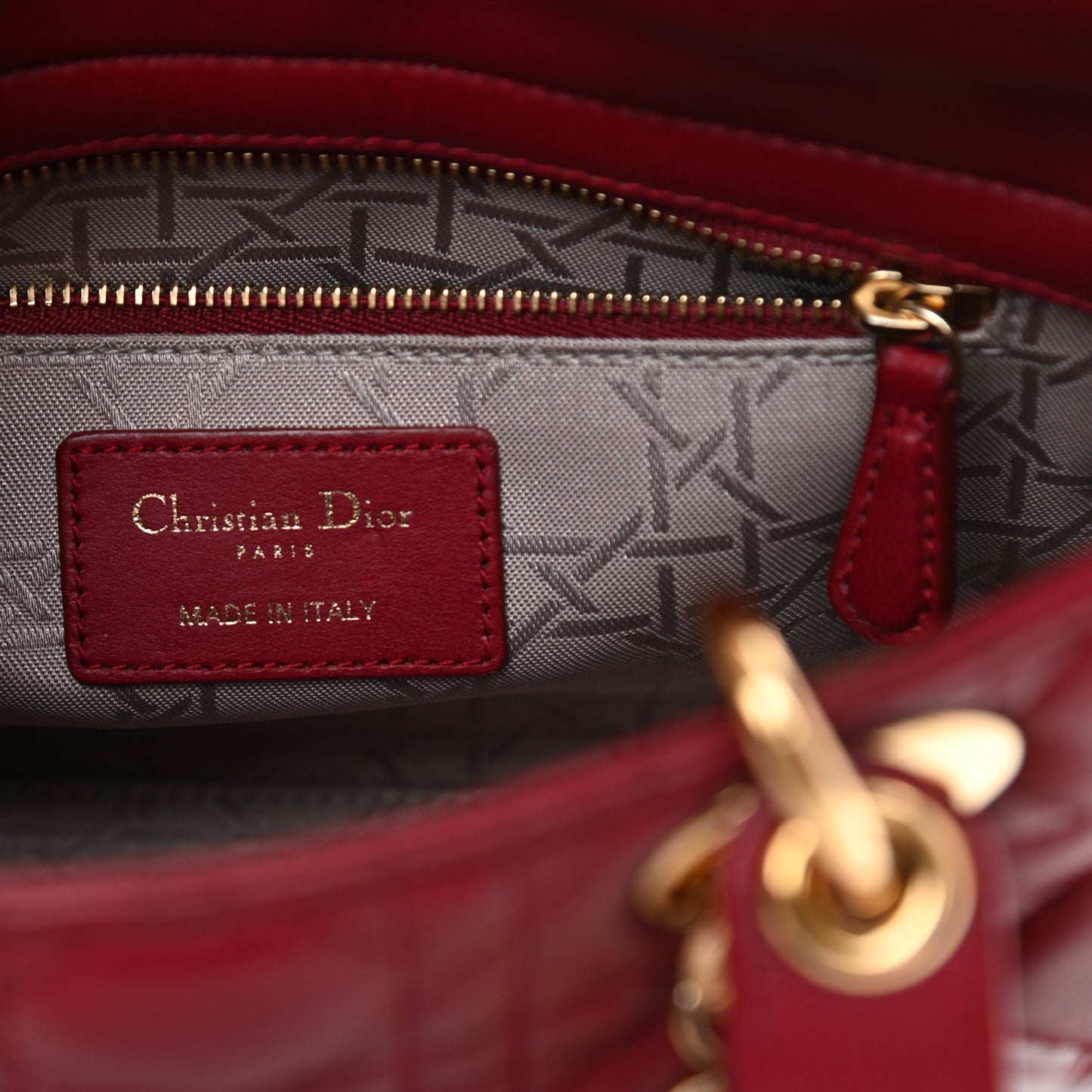 Lambskin Cannage Small Lucky Badges My Lady Dior Red