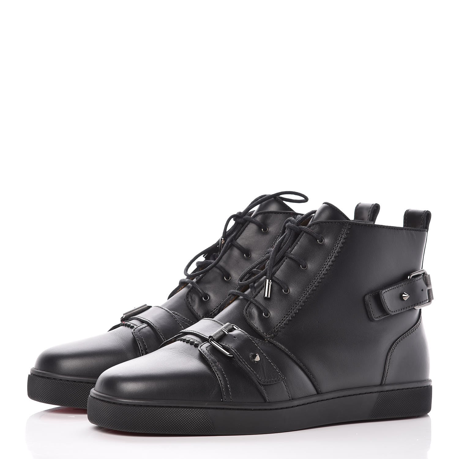 Christian Louboutin Calfskin Mens Nono Strap Flat Sneakers 45 Black 3 of 9