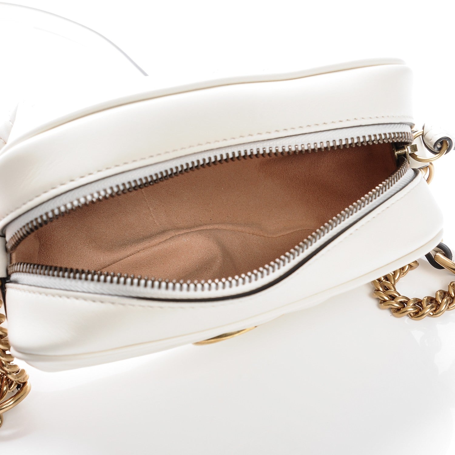 Gucci Calfskin Matelasse Mini GG Marmont Chain Shoulder Bag White 5 of 6