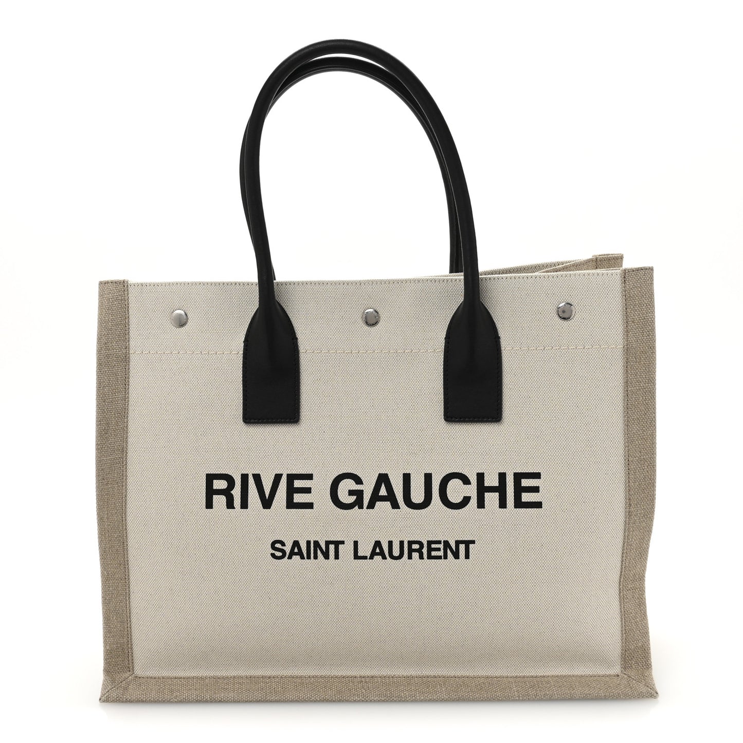 Linen Calfskin Small Rive Gauche Tote Greggio Natural