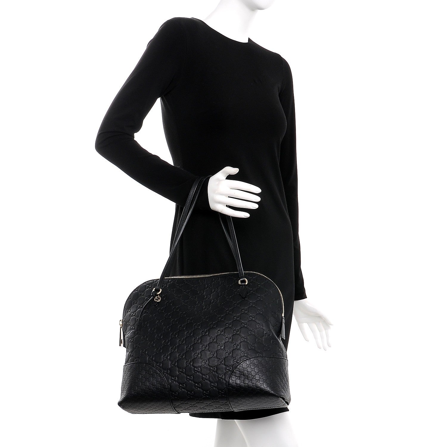Gucci Guccissima Medium Bree Shoulder Bag Black 2 of 7