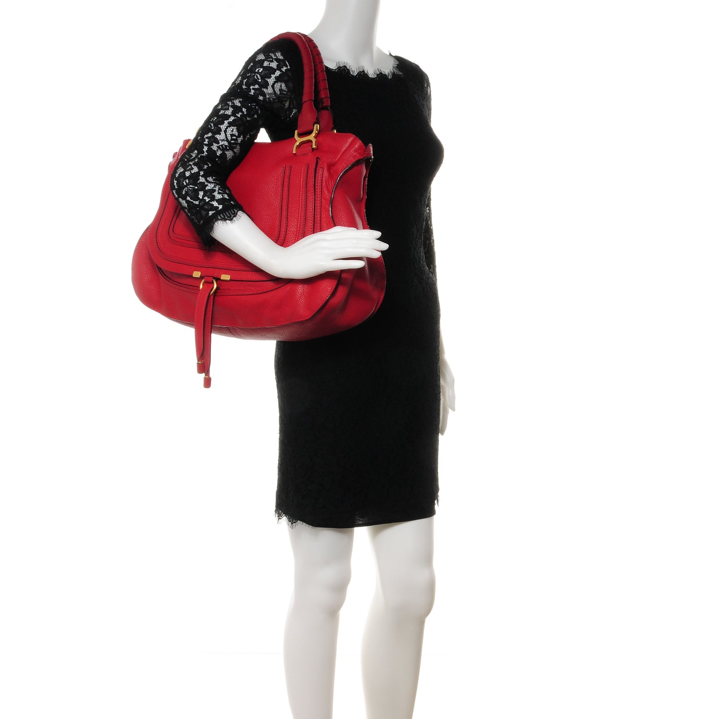 Calfskin Large Marcie Satchel Red