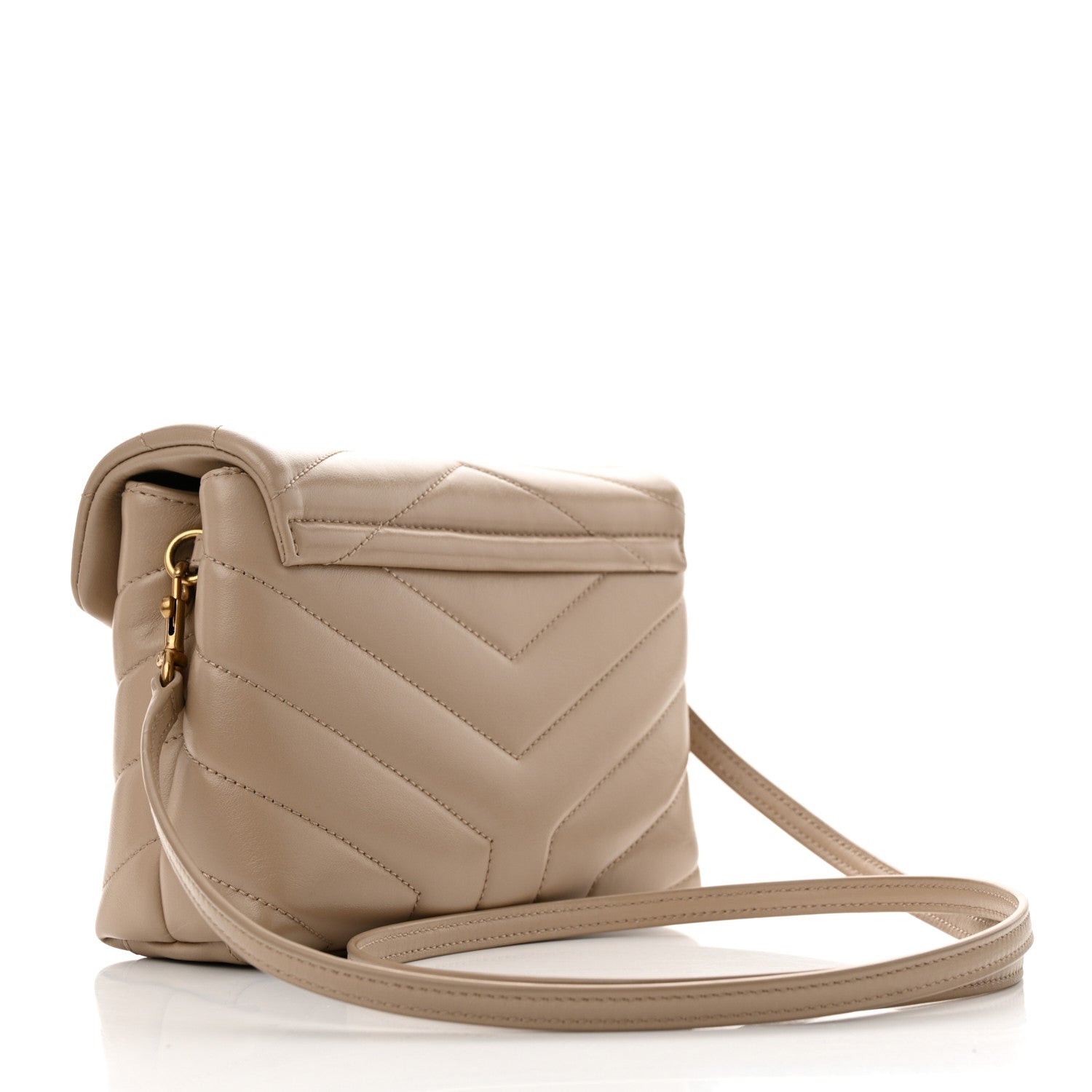 Saint Laurent Calfskin Y Quilted Monogram Toy Loulou Crossbody Bag Dark Beige 3 of 12