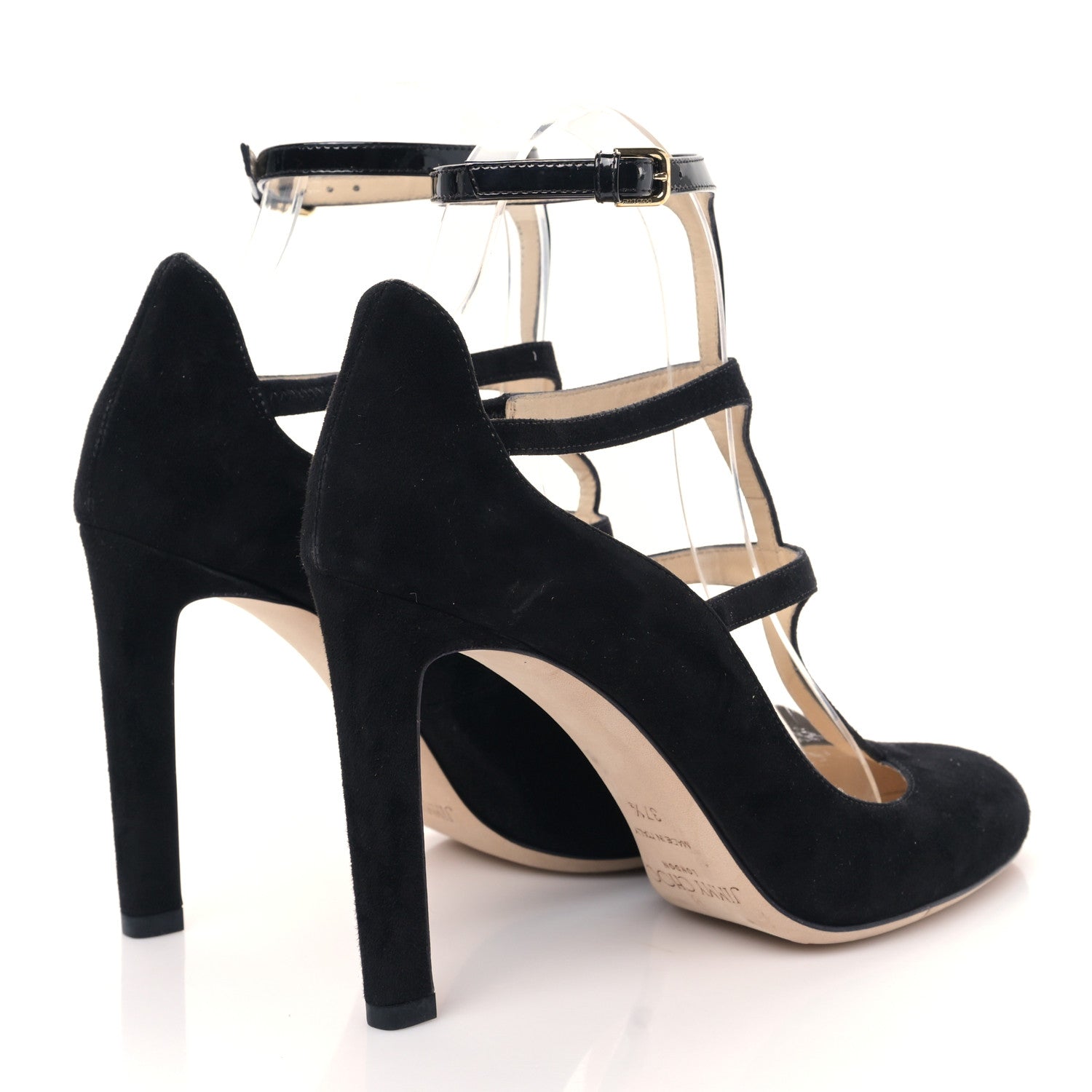 Jimmy Choo Suede Patent Doll 100 Pumps 37.5 Black 4 of 7