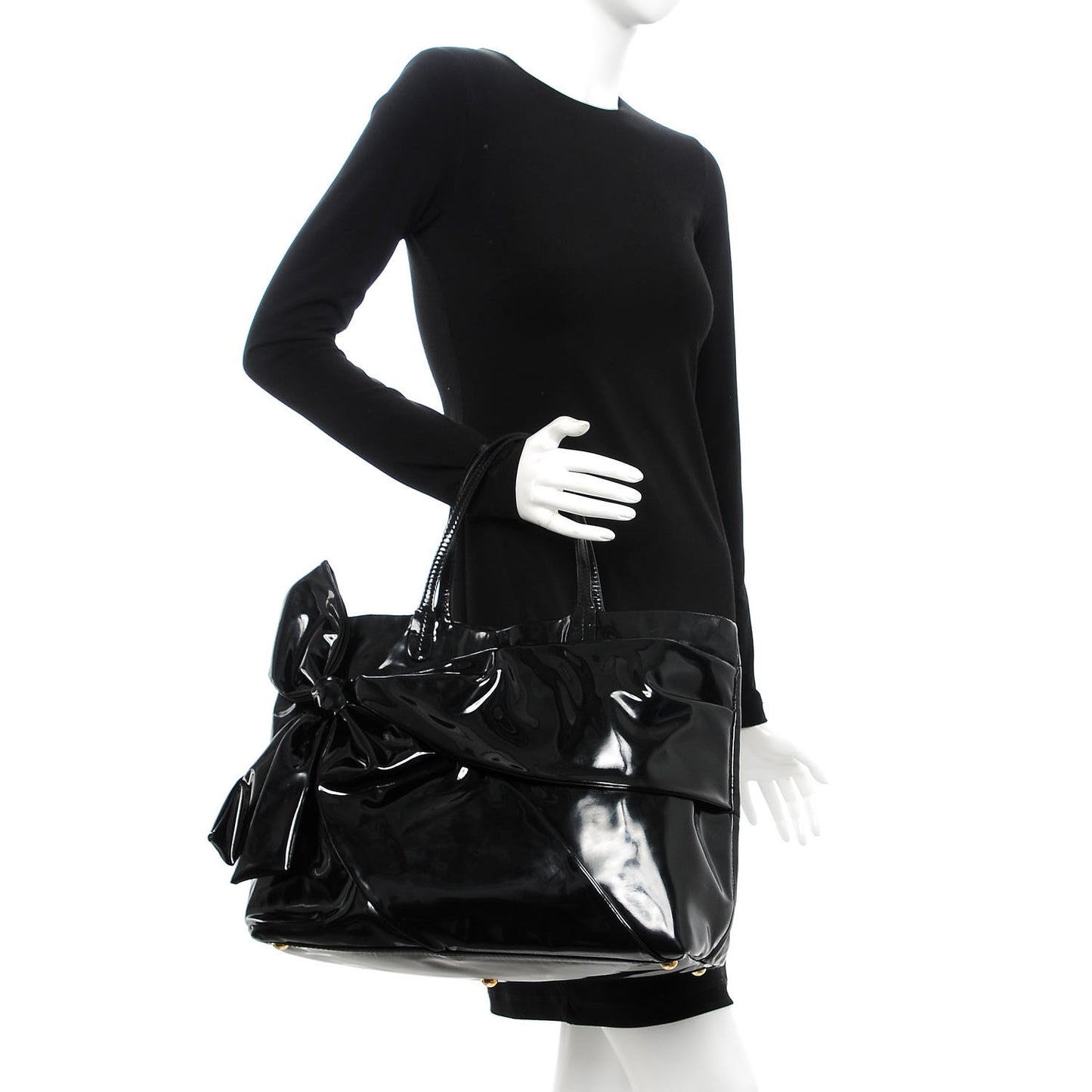 Patent Lacca Bow Tote Black
