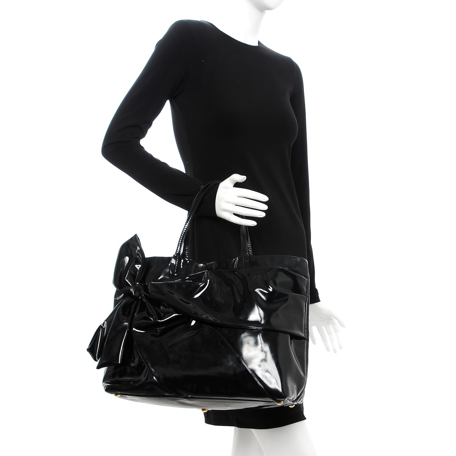Valentino Garavani Patent Lacca Bow Tote Black 2 of 16