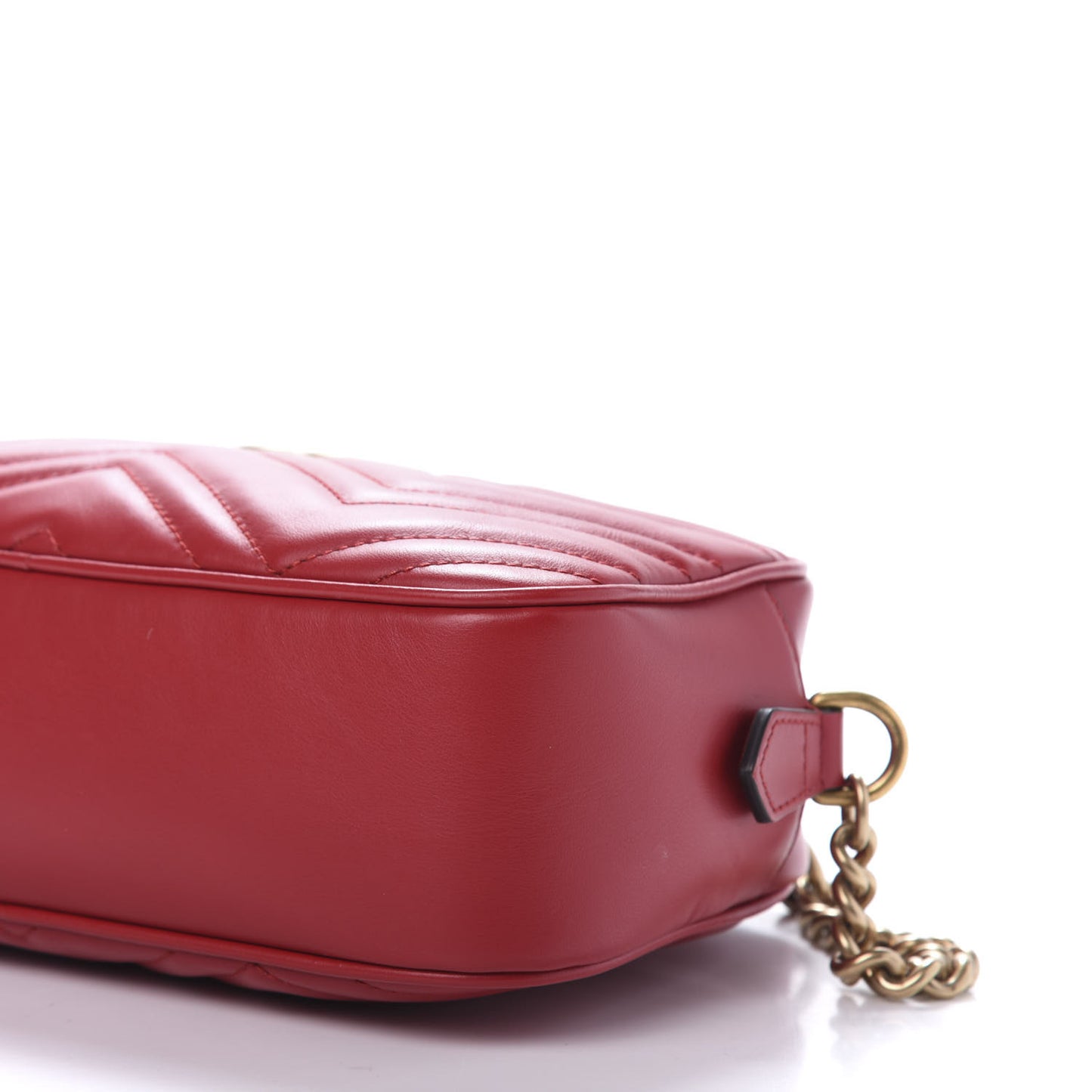 Calfskin Matelasse Small GG Marmont Chain Shoulder Bag Hibiscus Red