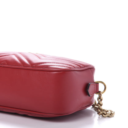 Gucci Calfskin Matelasse Small GG Marmont Chain Shoulder Bag Hibiscus Red 6 of 10