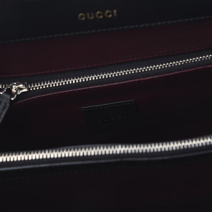 Gucci Smooth Calfskin Diagonal Striped Small Zumi Top Handle Bag Black Beige 7 of 9