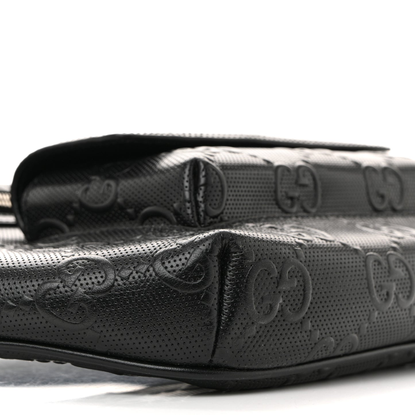 Calfskin GG Tennis Embossed Pocket Belt Bag Black