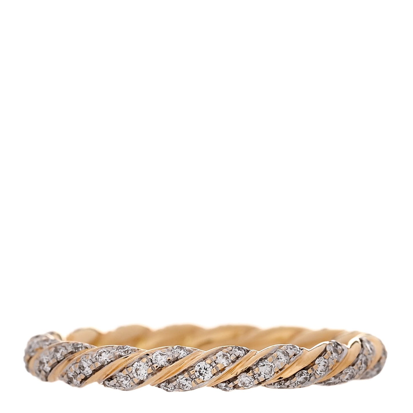 18K Yellow Gold Diamond Pave Petite Band Ring 54 7