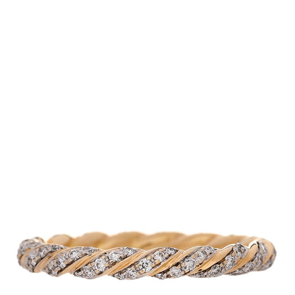 David Yurman 18K Yellow Gold Diamond Pave Petite Band Ring 54 7 3 of 5