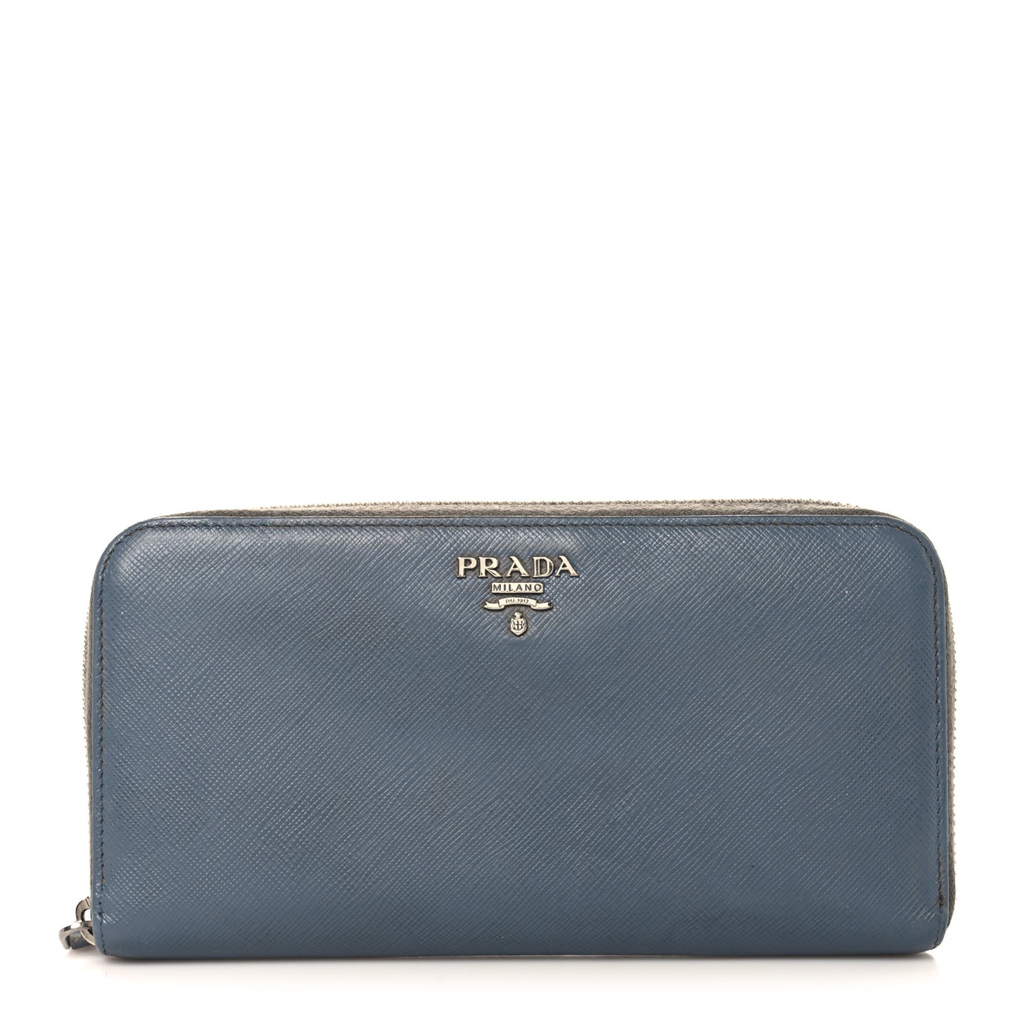 Saffiano Metal Zip Around Wallet Grey