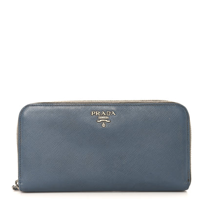 Prada Saffiano Metal Zip Around Wallet Grey 1 of 6