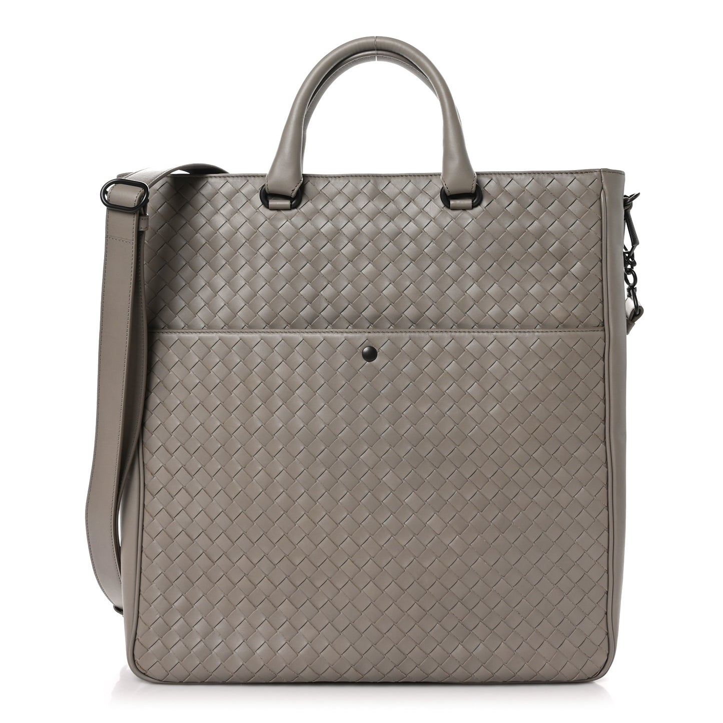 Nappa Intrecciato Front Pocket Convertible Tote Grey