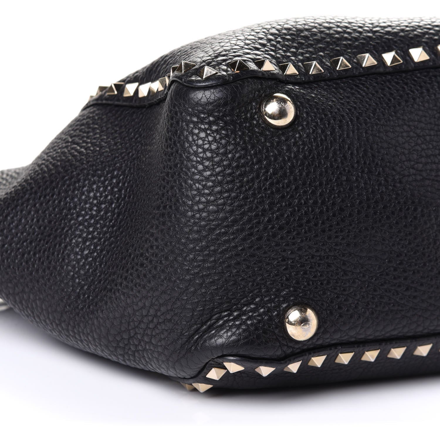 Valentino Garavani Pebbled Calfskin Medium Rockstud Tote Black 19 of 20