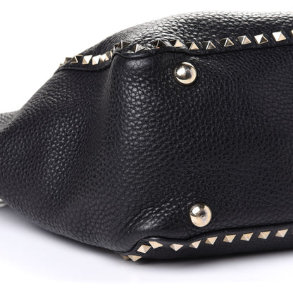 Valentino Garavani Pebbled Calfskin Medium Rockstud Tote Black 19 of 20