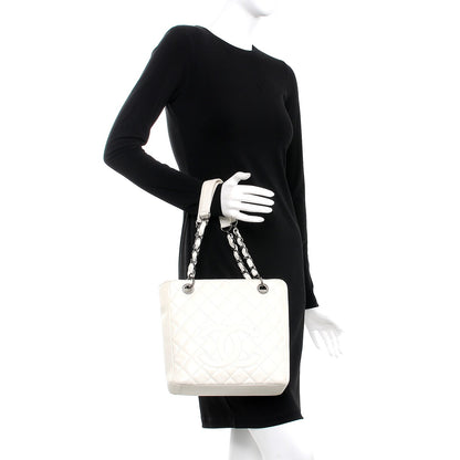 Chanel Caviar Quilted Petit Shopping Tote PST White 2 of 20