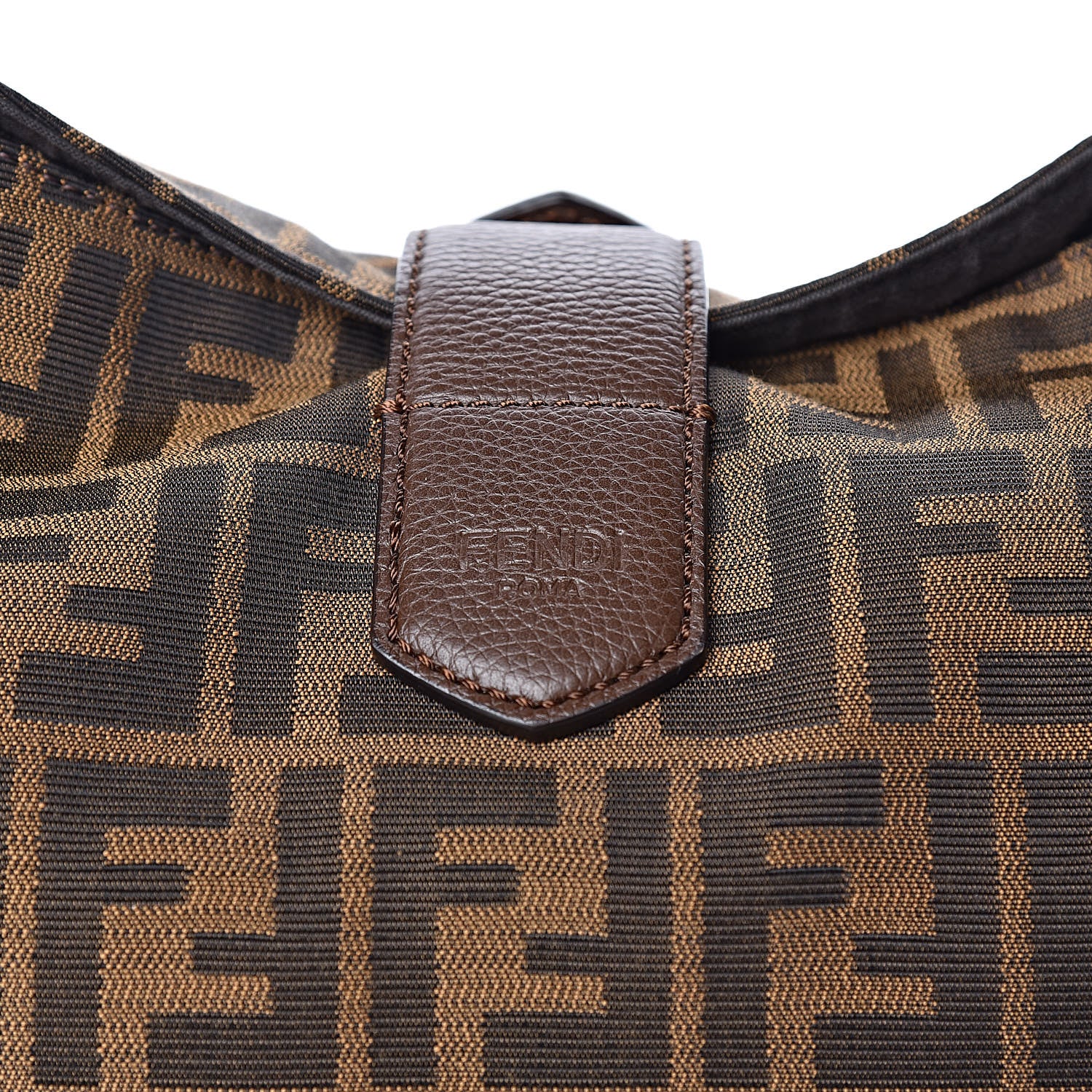 Fendi Zucca Vitello Artic Small Clasp Top Hobo Bag Tobacco Castagna 9 of 11