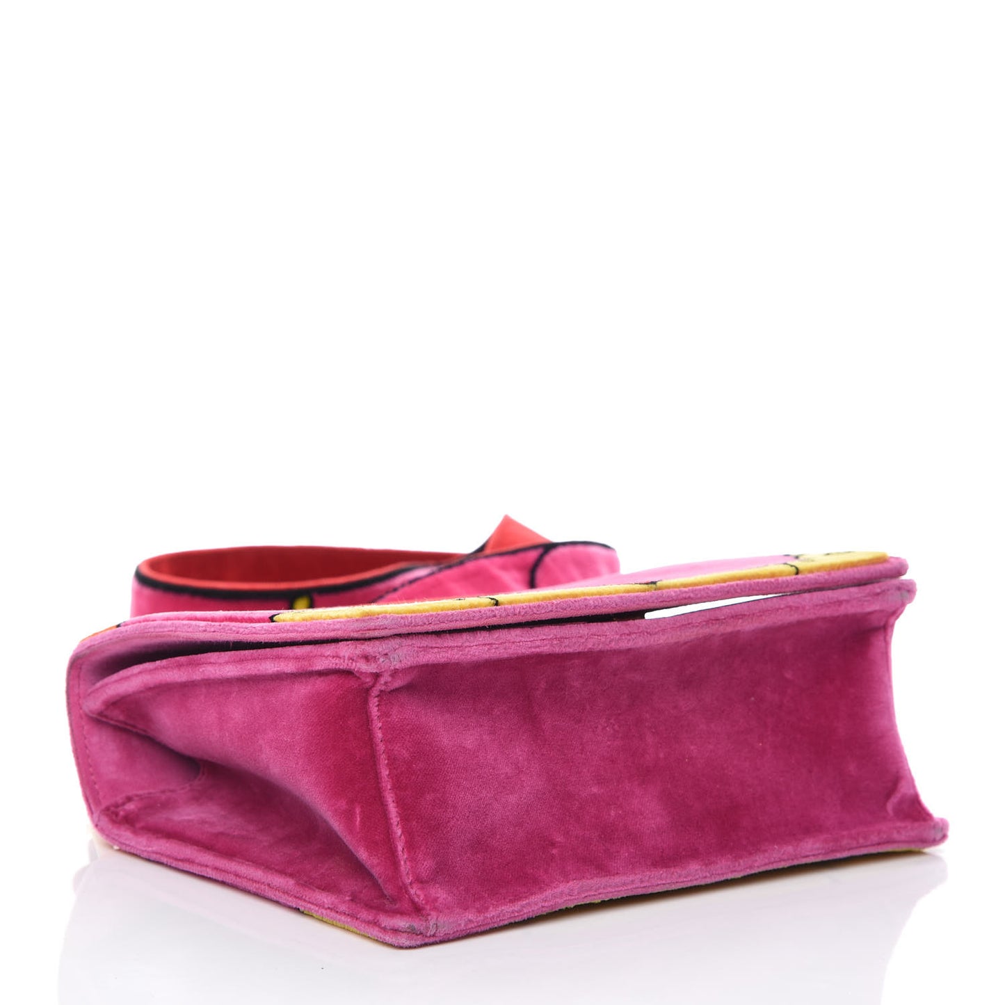 Velluto Ricamo Cahier Shoulder Bag Fuxia