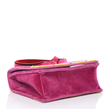 Prada Velluto Ricamo Cahier Shoulder Bag Fuxia 4 of 11