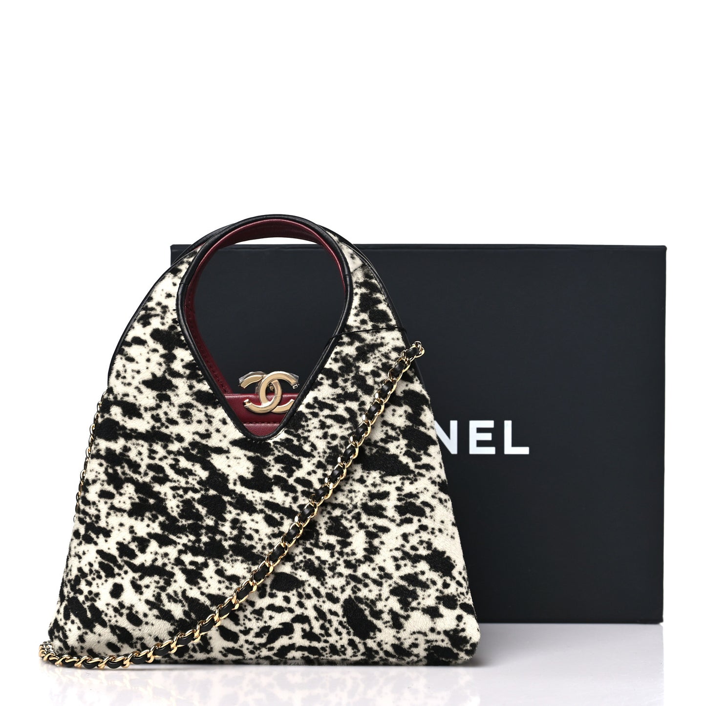 Pony Hair Printed Chic Lady Small Shopping Tote White Black