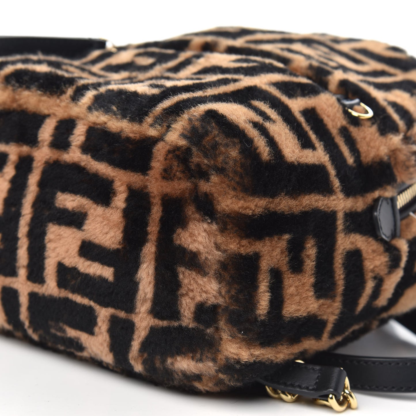 Shearling Macro FF 1974 Mini Backpack Tobacco Black