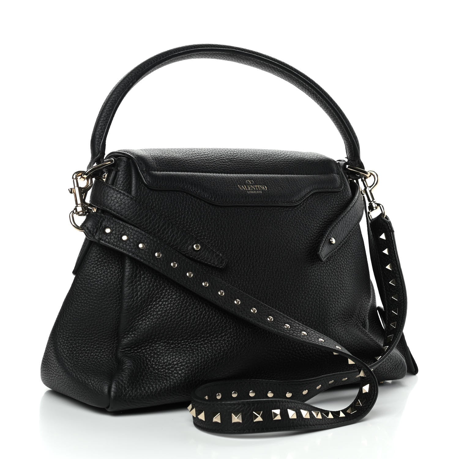Valentino Garavani Grained Lagun Calfskin Rockstud Twiny Top Handle Bag Black 3 of 9