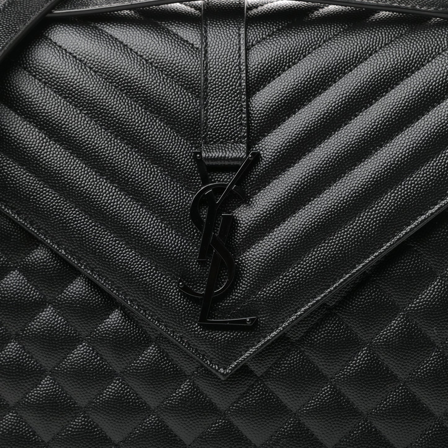 Grain De Poudre Textured Mixed Matelasse Large Triquilt Monogram Monochrome Satchel Black