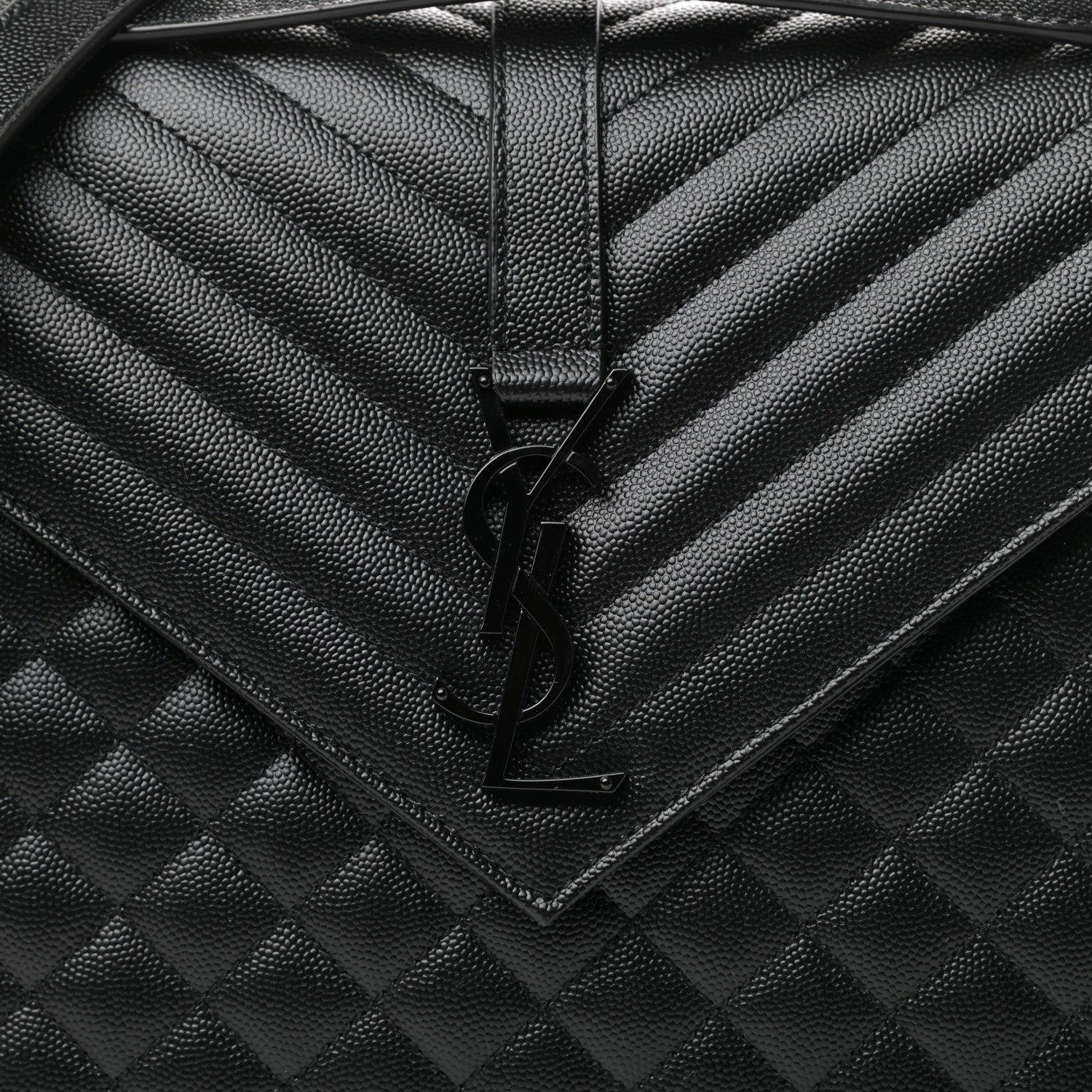 Saint Laurent Grain De Poudre Textured Mixed Matelasse Large Triquilt Monogram Monochrome Satchel Black 9 of 9
