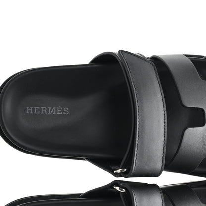 Hermes Calfskin Womens Chypre Sandals 36.5 Black 8 of 10