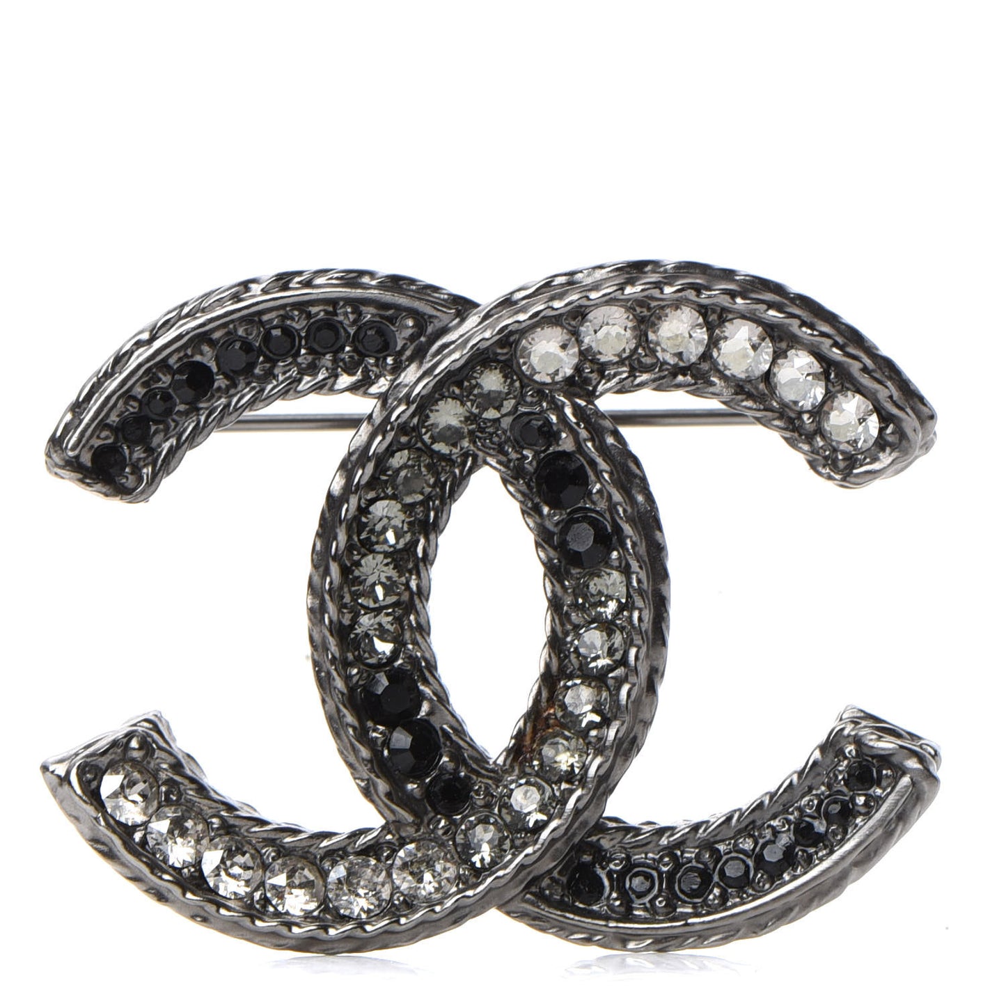 Ruthenium Crystal CC Brooch Black